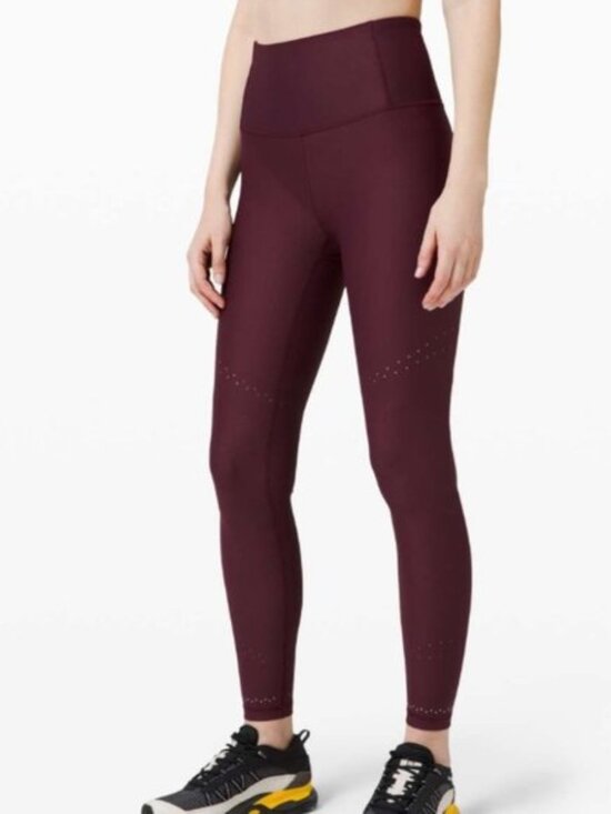 lululemon athletica Pants - Lululemon Zoned In Tight Leggings inseam*27" Burgundy NWOT